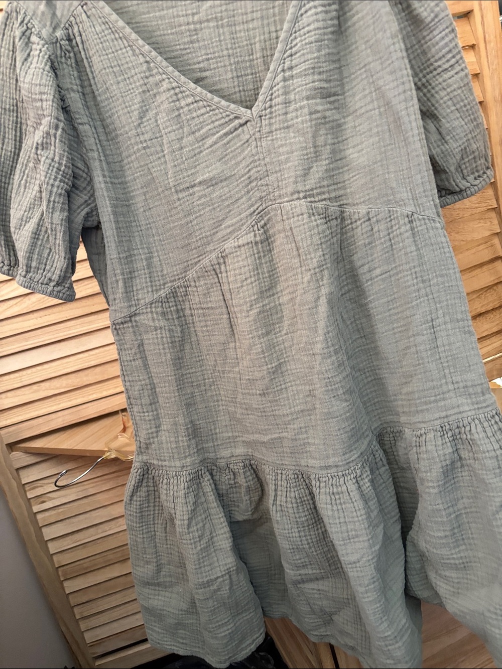 GAP Sage Green Gauze Tiered Mini Dress